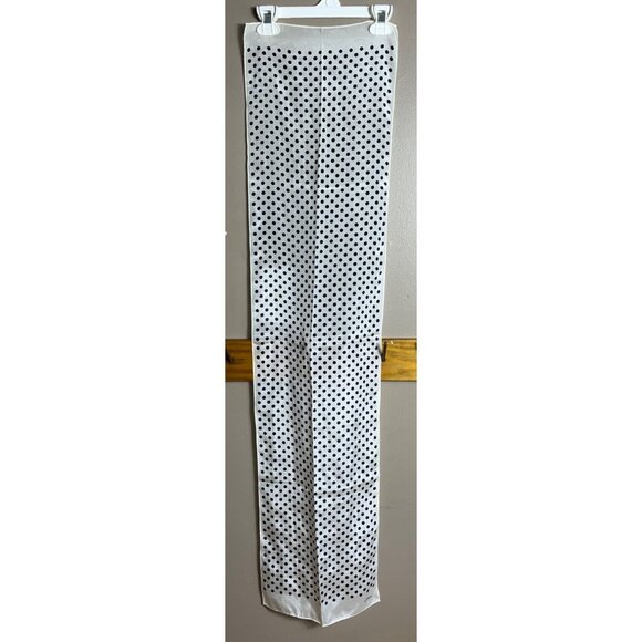 Echo Navy Blue White Scarf Silk Polka Dot Rectangular Delicate Classic Accessory - Picture 4 of 10